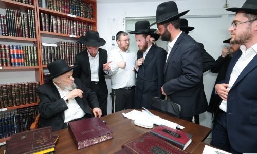 חברי הפורום להגנת הצרכן בראשות איצ'ה דז'ילובסקי יחד עם ראשי בנקל בתברכים אצל רבינו הגדול שליט"א